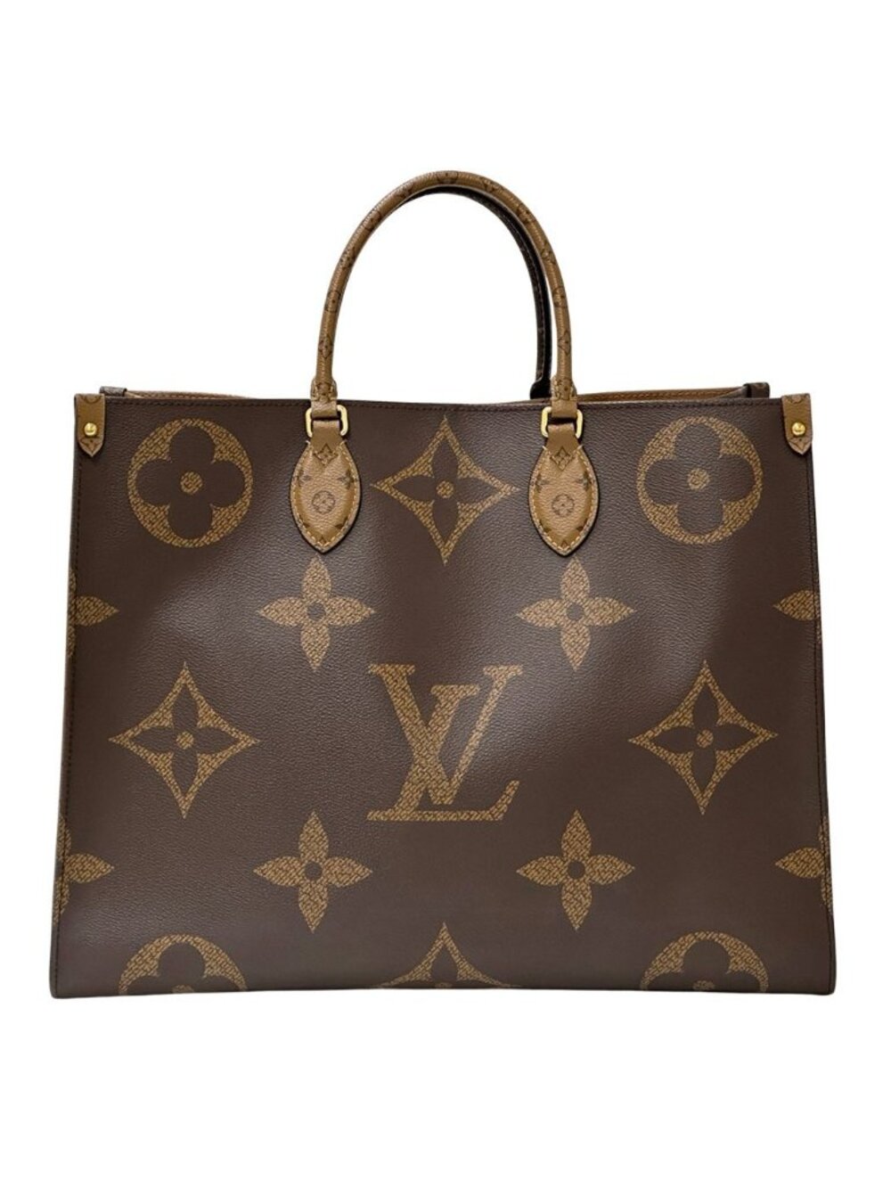 Louis Vuitton Monogram Giant Reverse 2-Way Shoulder Bag On The Go GM Brown Gold
